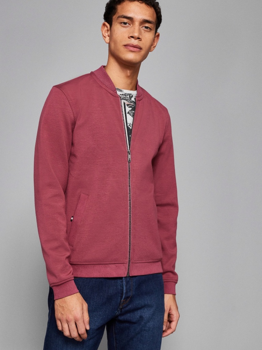 Ted Baker Pink Wolf Bonded Jersey Bomber